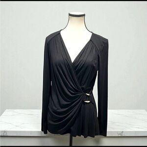 Cache Black Wrap Top